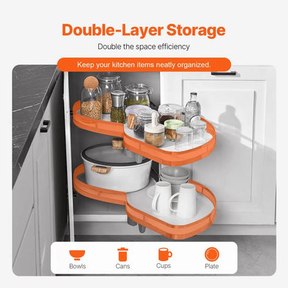 DG-668R - Adjustable Blind Corner Kitchen Organizer with Soft Close Swing Tray