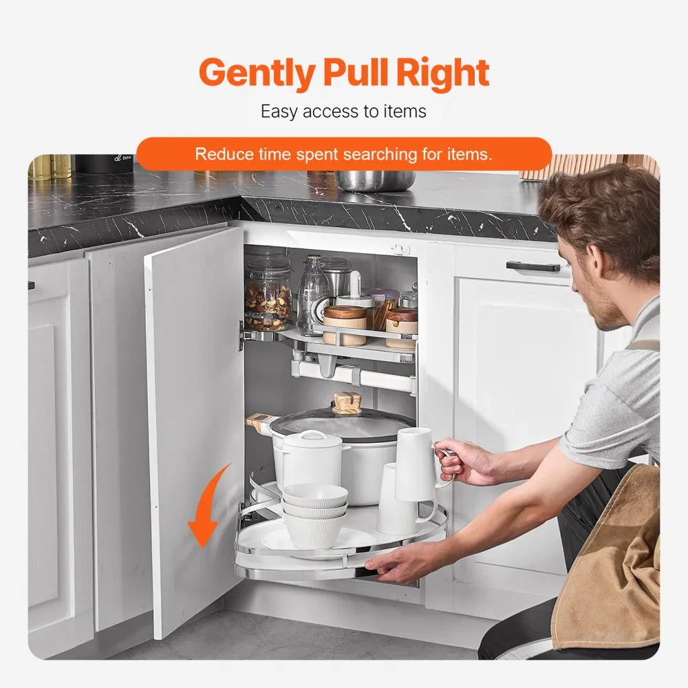DG-668R - Adjustable Blind Corner Kitchen Organizer with Soft Close Swing Tray