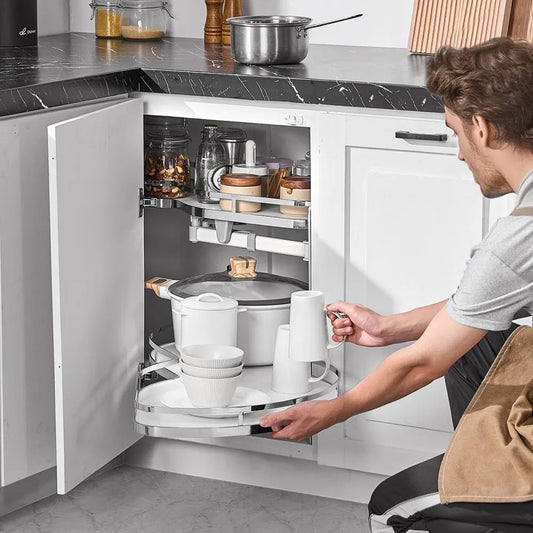 DG-668R - Adjustable Blind Corner Kitchen Organizer with Soft Close Swing Tray