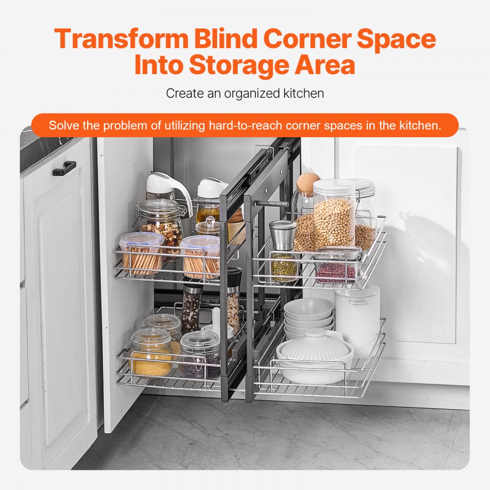 YG-XGW-4-9-2 - Chrome 4-Basket Pull-Out Corner Organizer for Kitchen