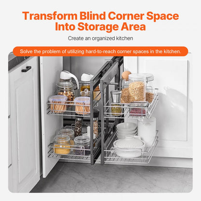 YG-XGW-4-9-2 - Chrome 4-Basket Pull-Out Corner Organizer for Kitchen