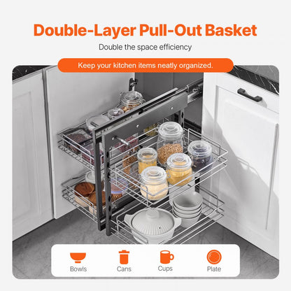 YG-XGW-4-9-2 - Chrome 4-Basket Pull-Out Corner Organizer for Kitchen