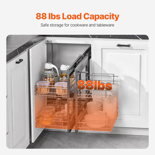 YG-XGW-4-9-2 - Chrome 4-Basket Pull-Out Corner Organizer for Kitchen