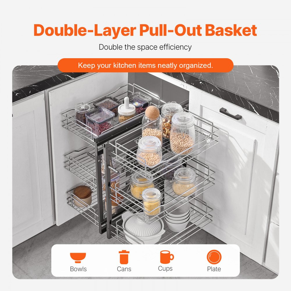 YG-XGW-4-9-3 - Chrome 6-Shelf Blind Corner Organizer for Efficient Kitchen Storage