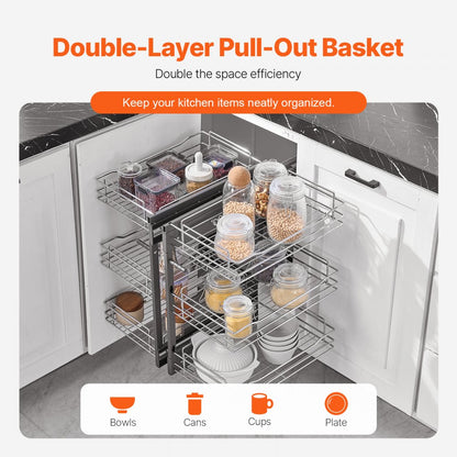 YG-XGW-4-9-3 - Chrome 6-Shelf Blind Corner Organizer for Efficient Kitchen Storage