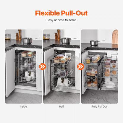YG-XGW-4-9-3 - Chrome 6-Shelf Blind Corner Organizer for Efficient Kitchen Storage