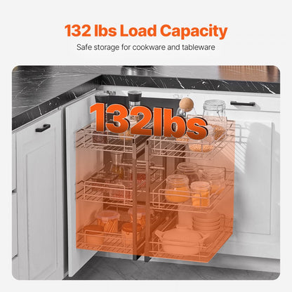 YG-XGW-4-9-3 - Chrome 6-Shelf Blind Corner Organizer for Efficient Kitchen Storage