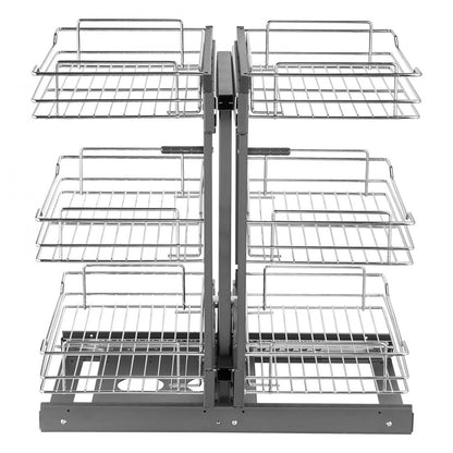 YG-XGW-4-9-3 - Chrome 6-Shelf Blind Corner Organizer for Efficient Kitchen Storage