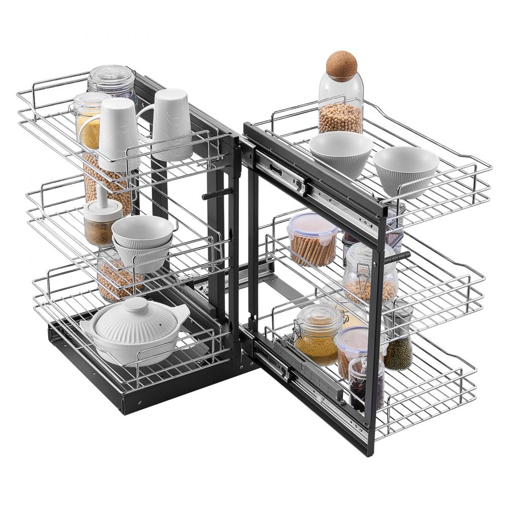 YG-XGW-4-9-3 - Chrome 6-Shelf Blind Corner Organizer for Efficient Kitchen Storage