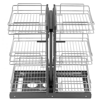 YG-XGW-4-9-3 - Chrome 6-Shelf Blind Corner Organizer for Efficient Kitchen Storage