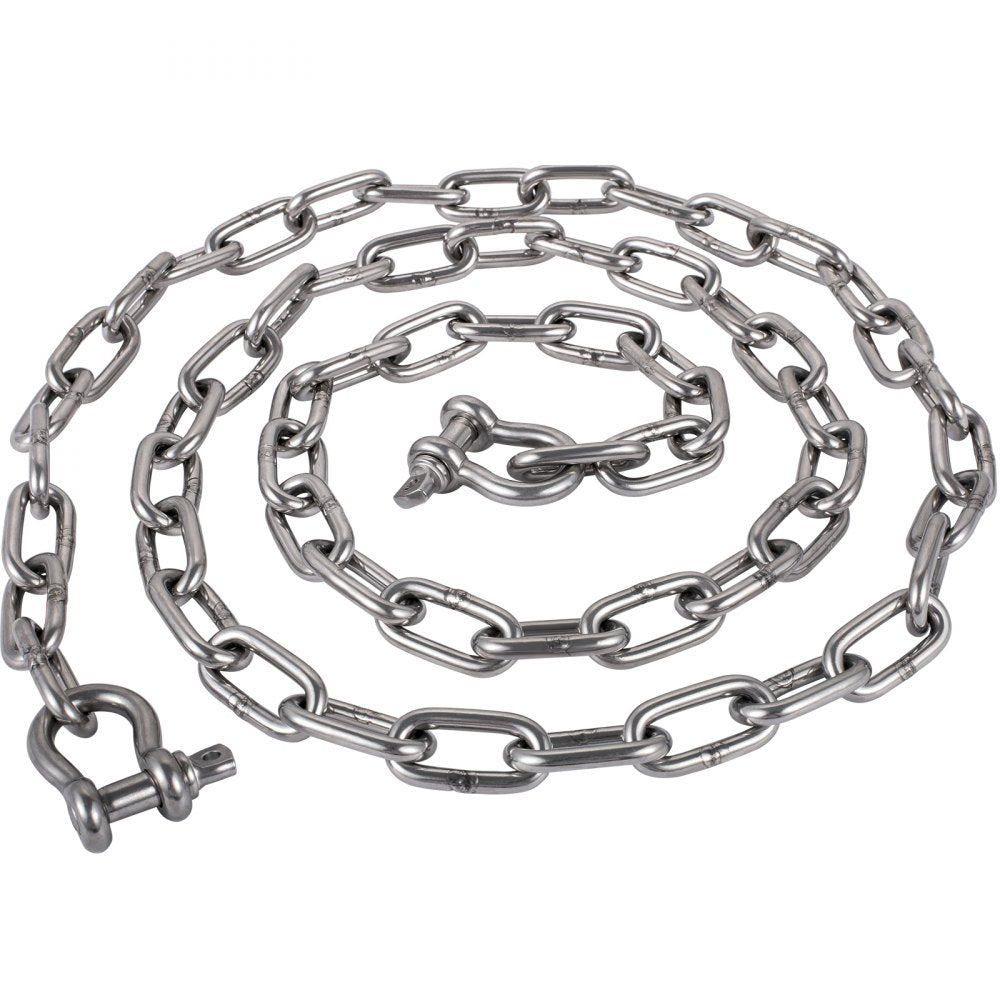 10' x 5/16" Anchor Chain - VEVOR Heavy-Duty Marine Chain for Secure Anchoring