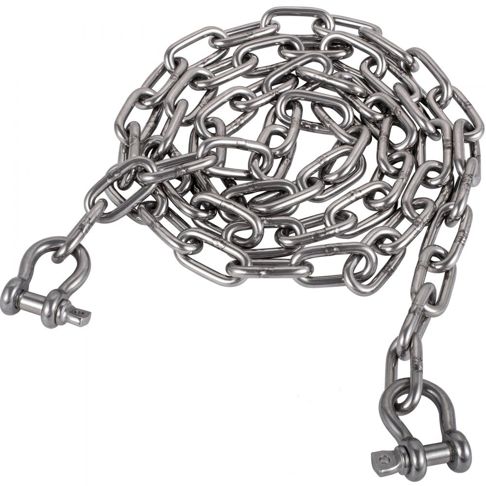10' x 5/16" Anchor Chain - VEVOR Heavy-Duty Marine Chain for Secure Anchoring