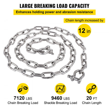 20' x 5/16" Anchor Chain - Stainless Steel for Secure Anchoring Experience