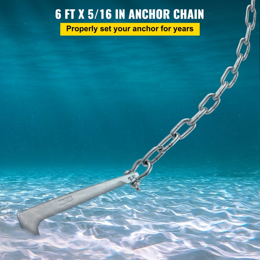 SH006 - Heavy-Duty 6' x 5/16" VEVOR Boat Anchor Chain for Secure Anchoring