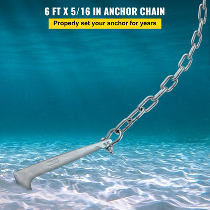 SH006 - Heavy-Duty 6' x 5/16" VEVOR Boat Anchor Chain for Secure Anchoring