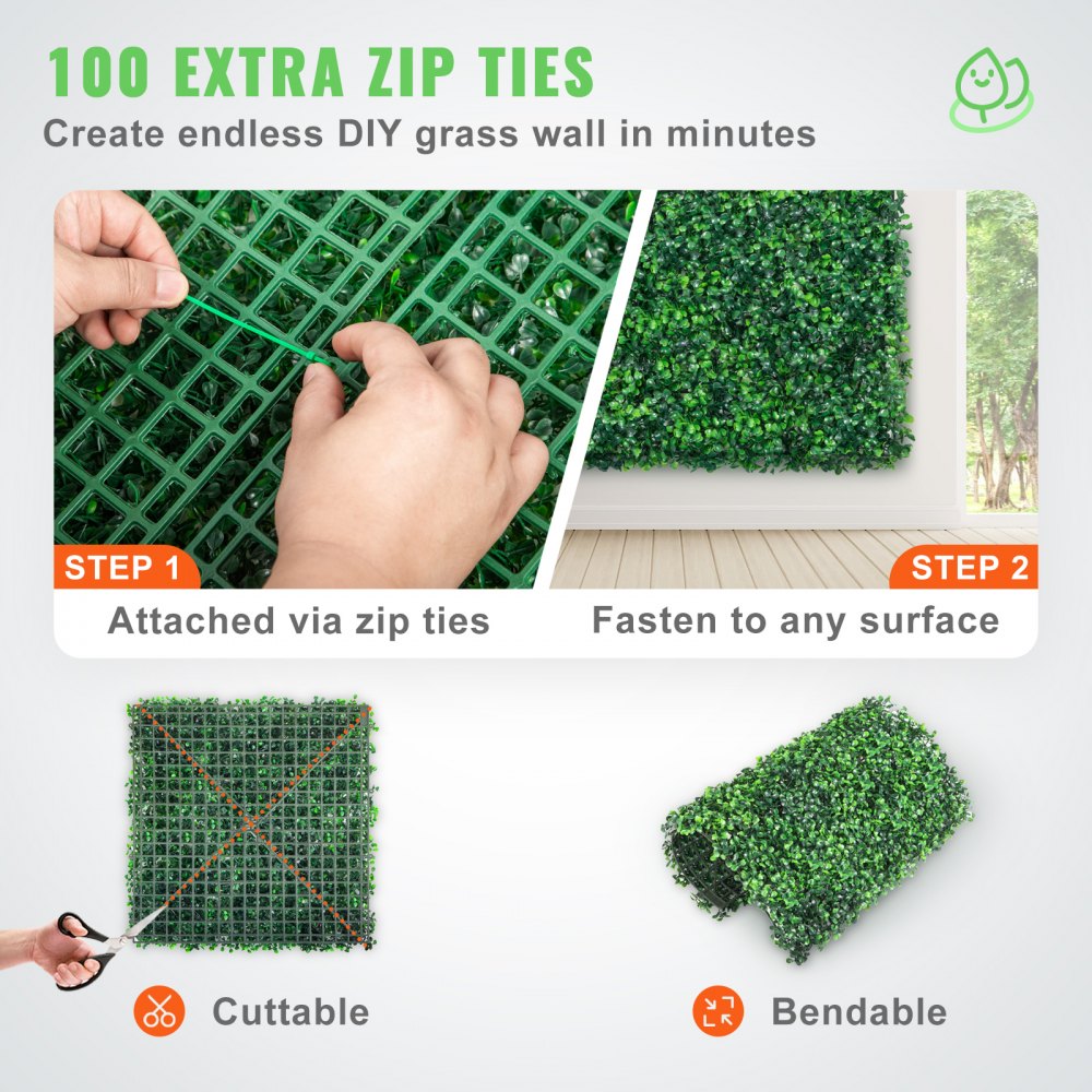 010220122037 - 20" Artificial Boxwood Panel for Indoor/Outdoor Decor