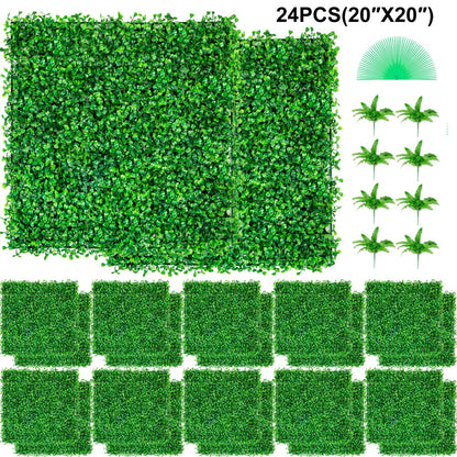 010220122037 - 20" Artificial Boxwood Panel for Indoor/Outdoor Decor
