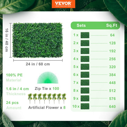 010653056891 - UV-Resistant 24pcs Boxwood Panels for DIY Aesthetic & Privacy
