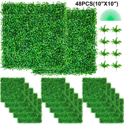 010292744904 - 10"x10" Artificial Boxwood Panel for Indoor/Outdoor Decor