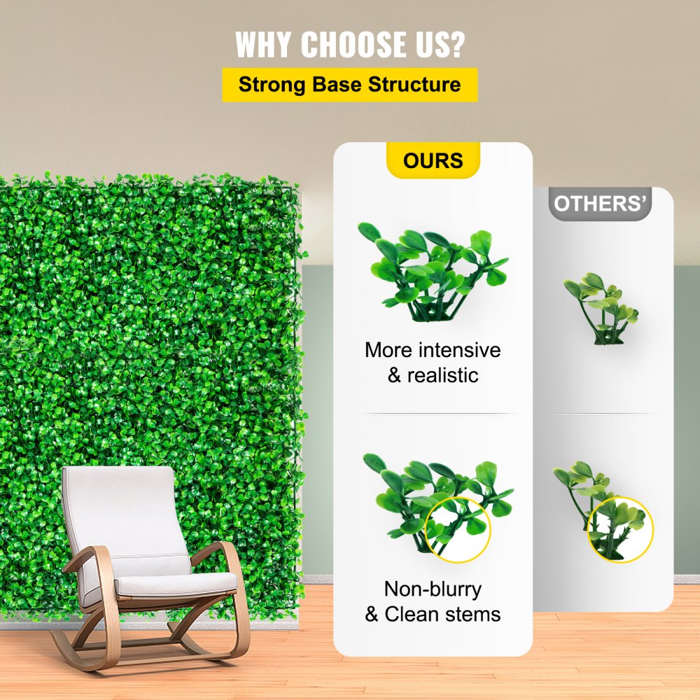 010960806135 - 8pcs Artificial Boxwood Panels for Indoor/Outdoor Decor