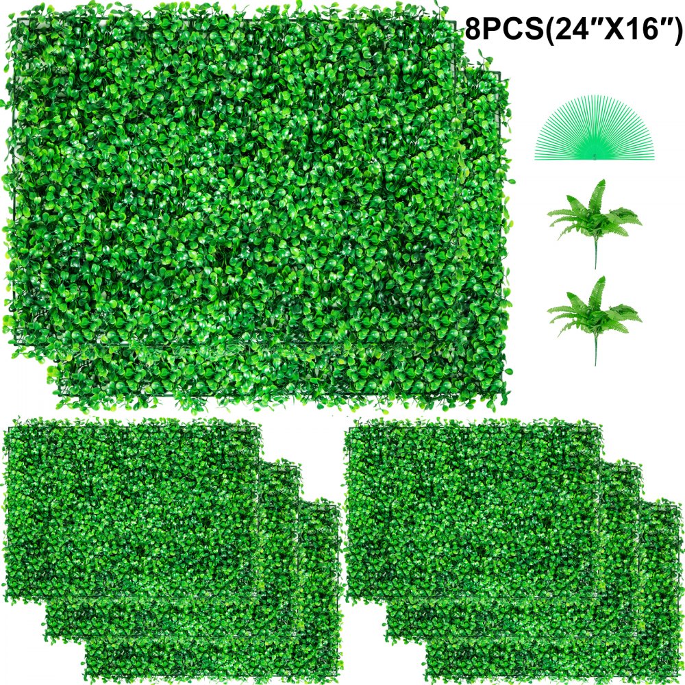 010960806135 - 8pcs Artificial Boxwood Panels for Indoor/Outdoor Decor
