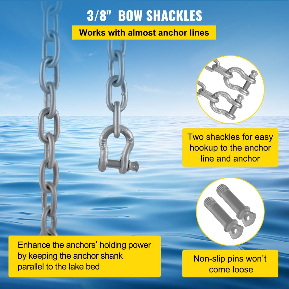 20' x 5/16" Galvanized Steel Chain - SH006-DXTZ for Heavy-Duty Marine Use