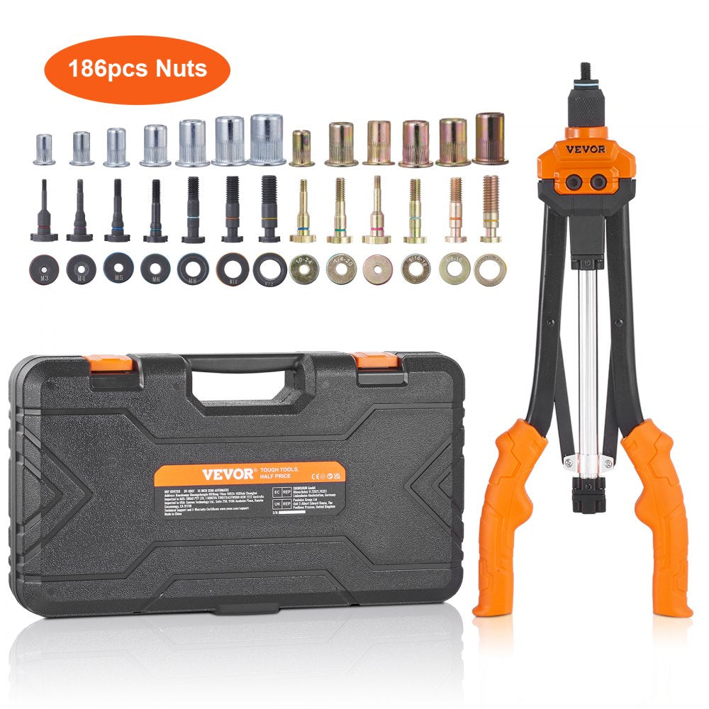 DY-8807 - 16" VEVOR Rivet Nut Tool Kit with 186 Rivet Nuts & 13 Mandrels