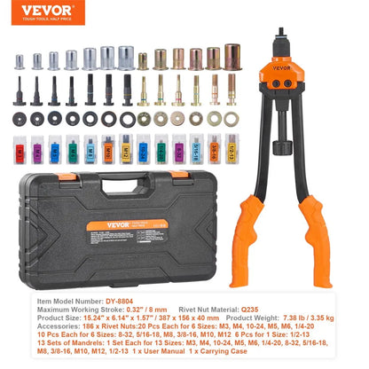 DY-8804 - 16-Inch Precision Rivet Nut Tool Kit with 13PCS Mandrels