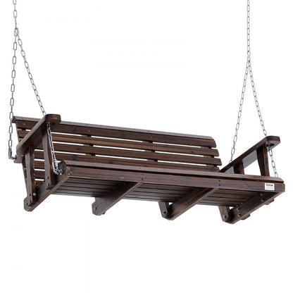 YQ-117B - Elegant 4.5 ft Fir Wood Porch Swing with Reclined Backrest