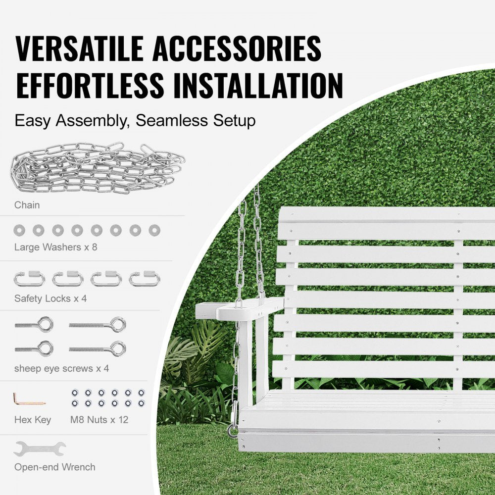 YQ-117D - 5.5ft Cedar Wooden Porch Swing with Heavy-Duty Chains