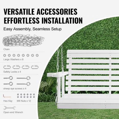 YQ-117D - 5.5ft Cedar Wooden Porch Swing with Heavy-Duty Chains