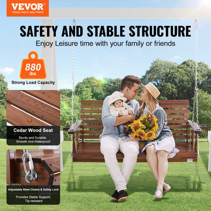 YQ-117D - Durable 5.5ft Fir Wood Porch Swing with Galvanized Chains