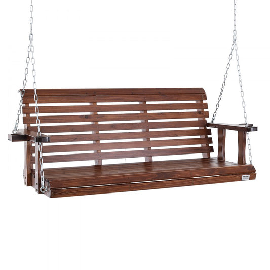 YQ-117D - Durable 5.5ft Fir Wood Porch Swing with Galvanized Chains