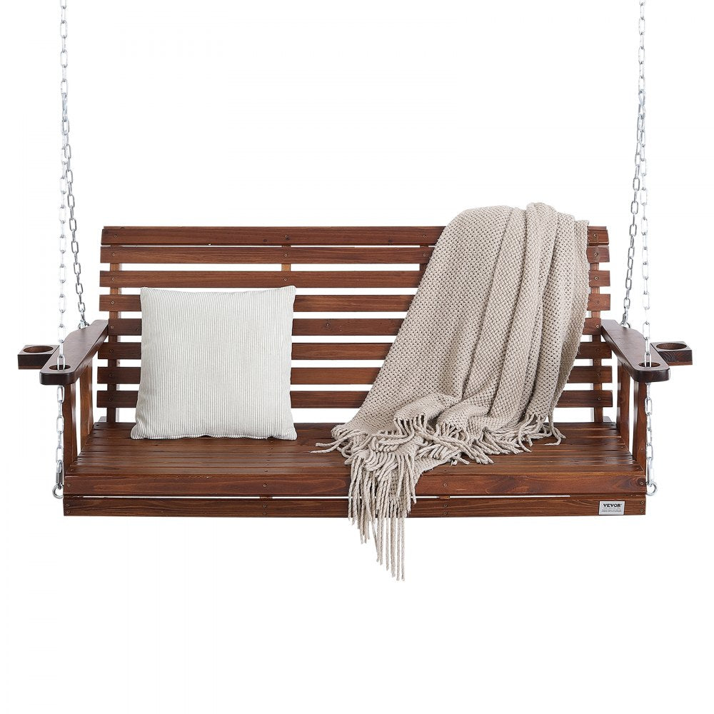 YQ-117D - Durable 5.5ft Fir Wood Porch Swing with Galvanized Chains