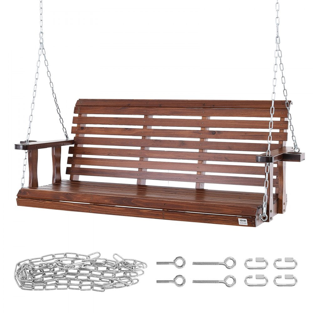 YQ-117D - Durable 5.5ft Fir Wood Porch Swing with Galvanized Chains