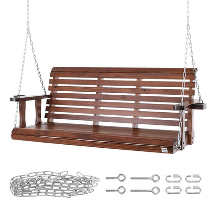 YQ-117D - Durable 5.5ft Fir Wood Porch Swing with Galvanized Chains