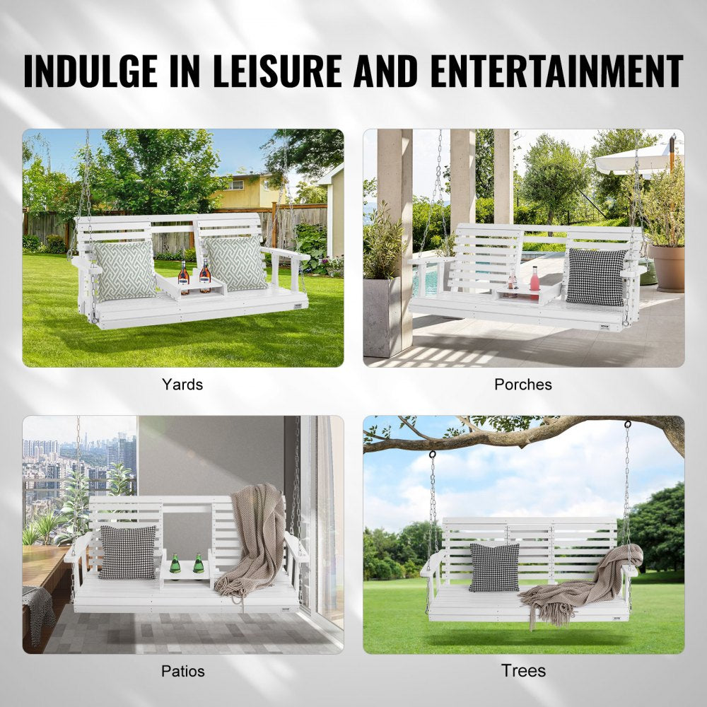 YQ-117C - 5ft Cedar Wood Porch Swing with Heavy-Duty Chains