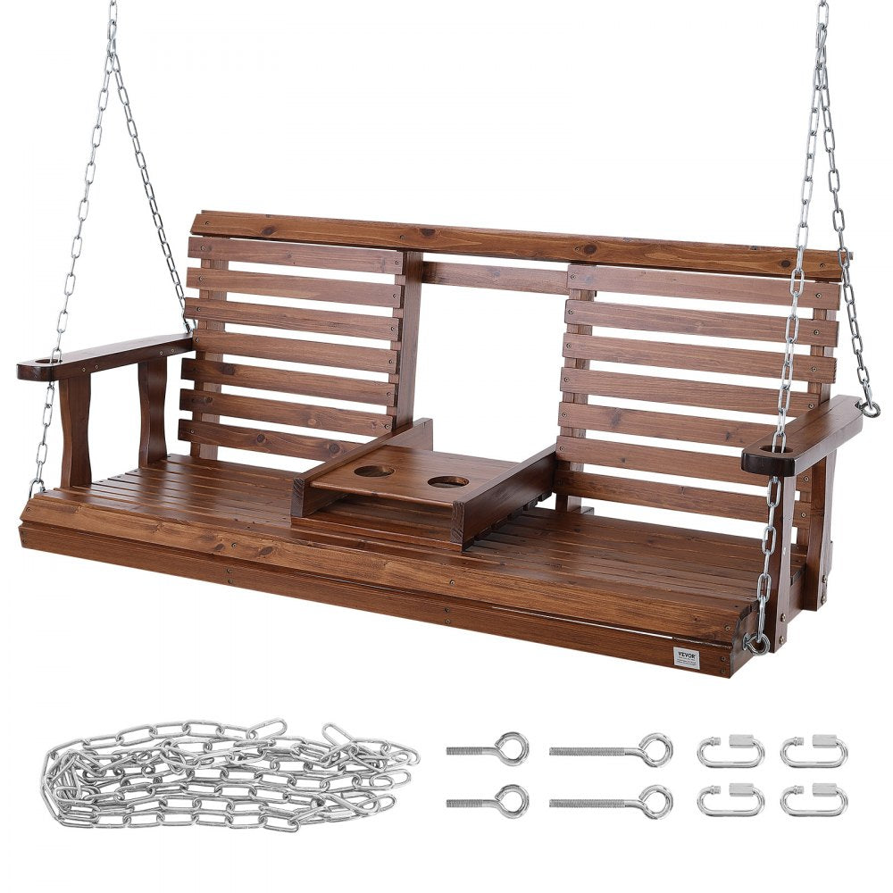 YQ-117C - 5ft Weatherproof Fir Wood Porch Swing with Steel Chains