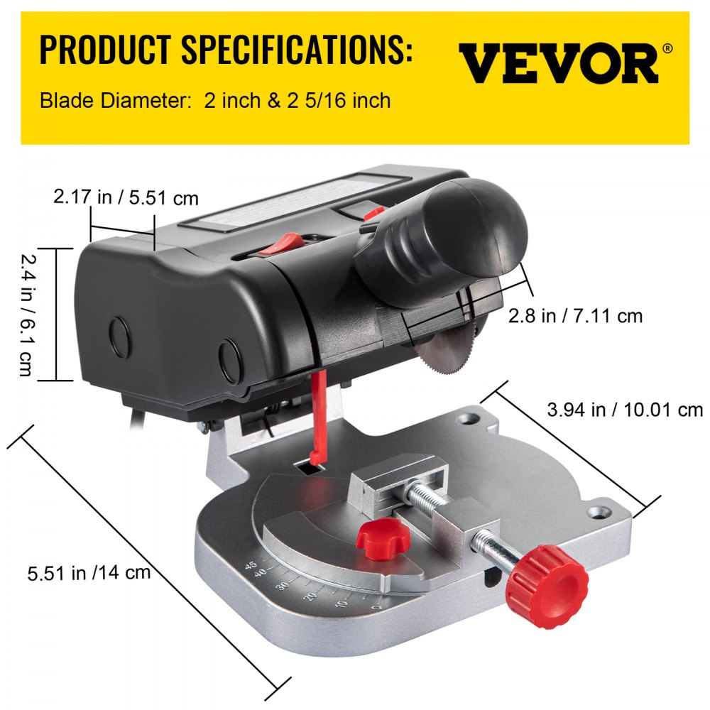 J1F-DC50 - Compact Mini Miter Saw for Precise Cuts in Wood, Metal & Plastic