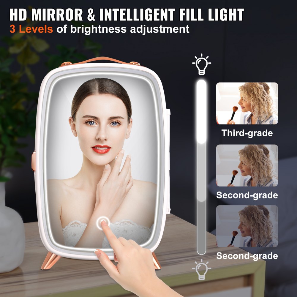 CBA-6L-I - Compact 6L Mini Fridge with Mirror & LED Light