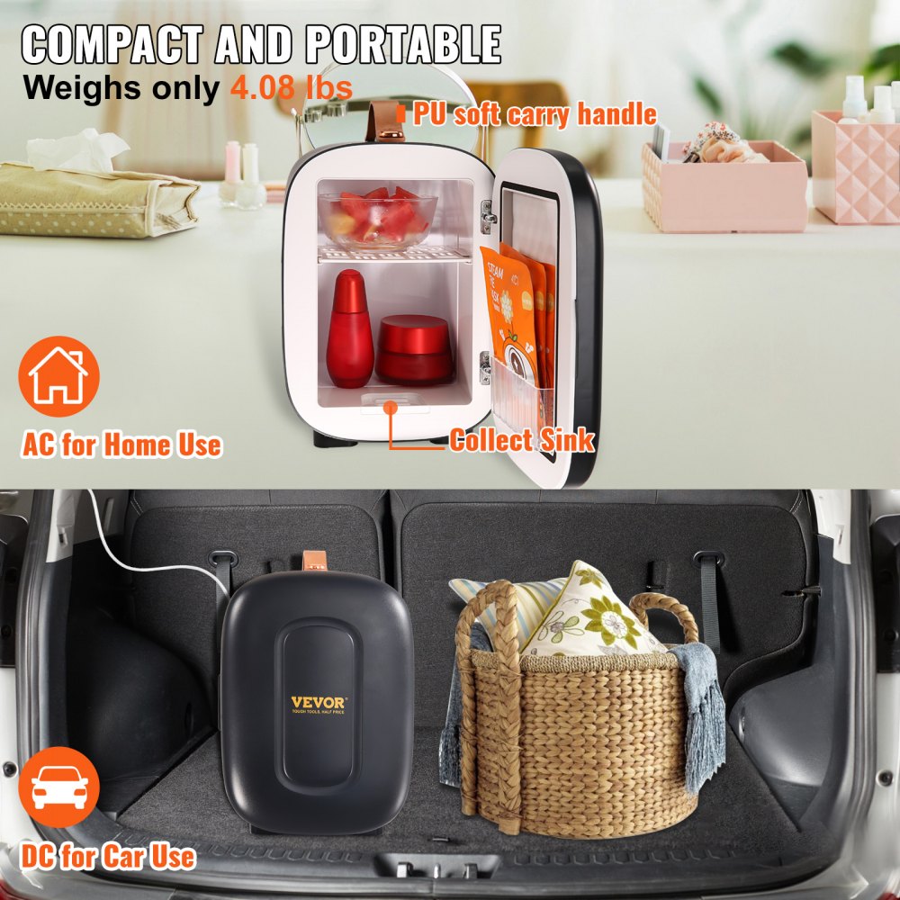 MFA-5L-GA - Compact AC/DC Mini Fridge for Drinks & Skincare, 4L Capacity