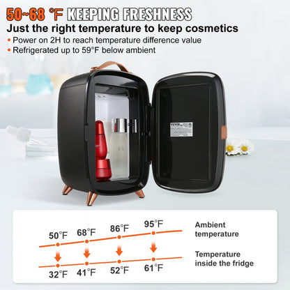 CBA-6L-I - Portable 6L Mini Fridge with LED Light for Skincare & Snacks