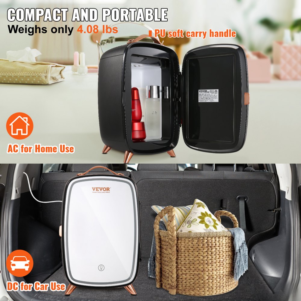 CBA-6L-I - Portable 6L Mini Fridge with LED Light for Skincare & Snacks