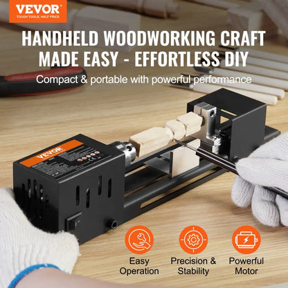 HS001 - Compact VEVOR Mini Lathe Machine, 2.76" x 6.3", 96W Power