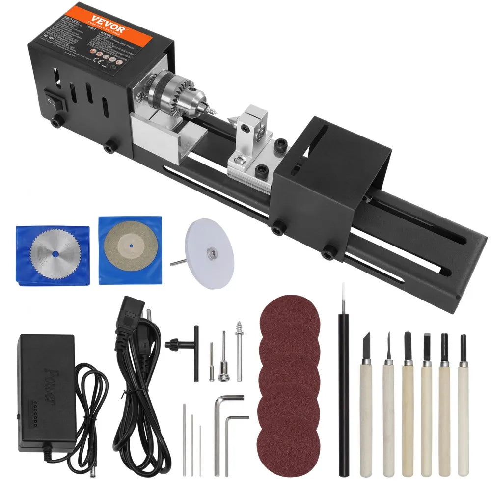 HS001 - Compact VEVOR Mini Lathe Machine, 2.76" x 6.3", 96W Power