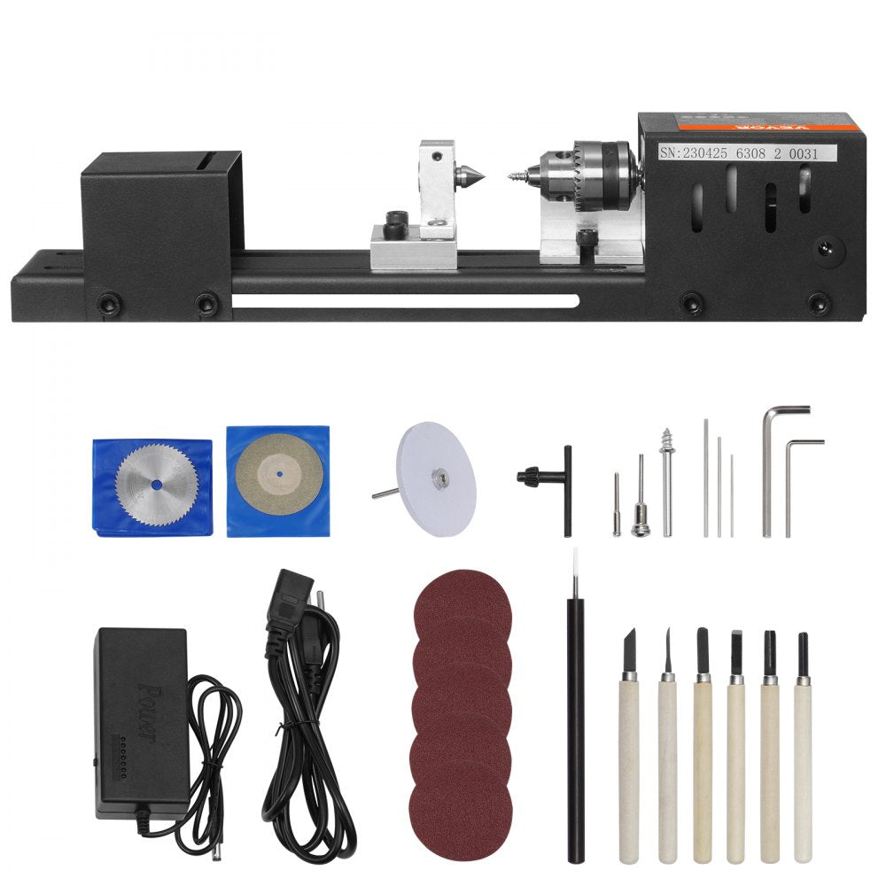 HS001 - Compact VEVOR Mini Lathe Machine, 2.76" x 6.3", 96W Power