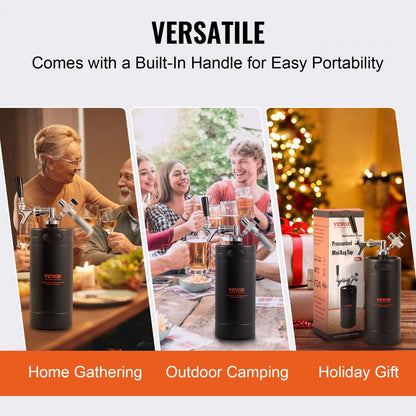 KIT BEER-12 4L-2B - Stainless Steel 128-oz Beer Growler Tap System