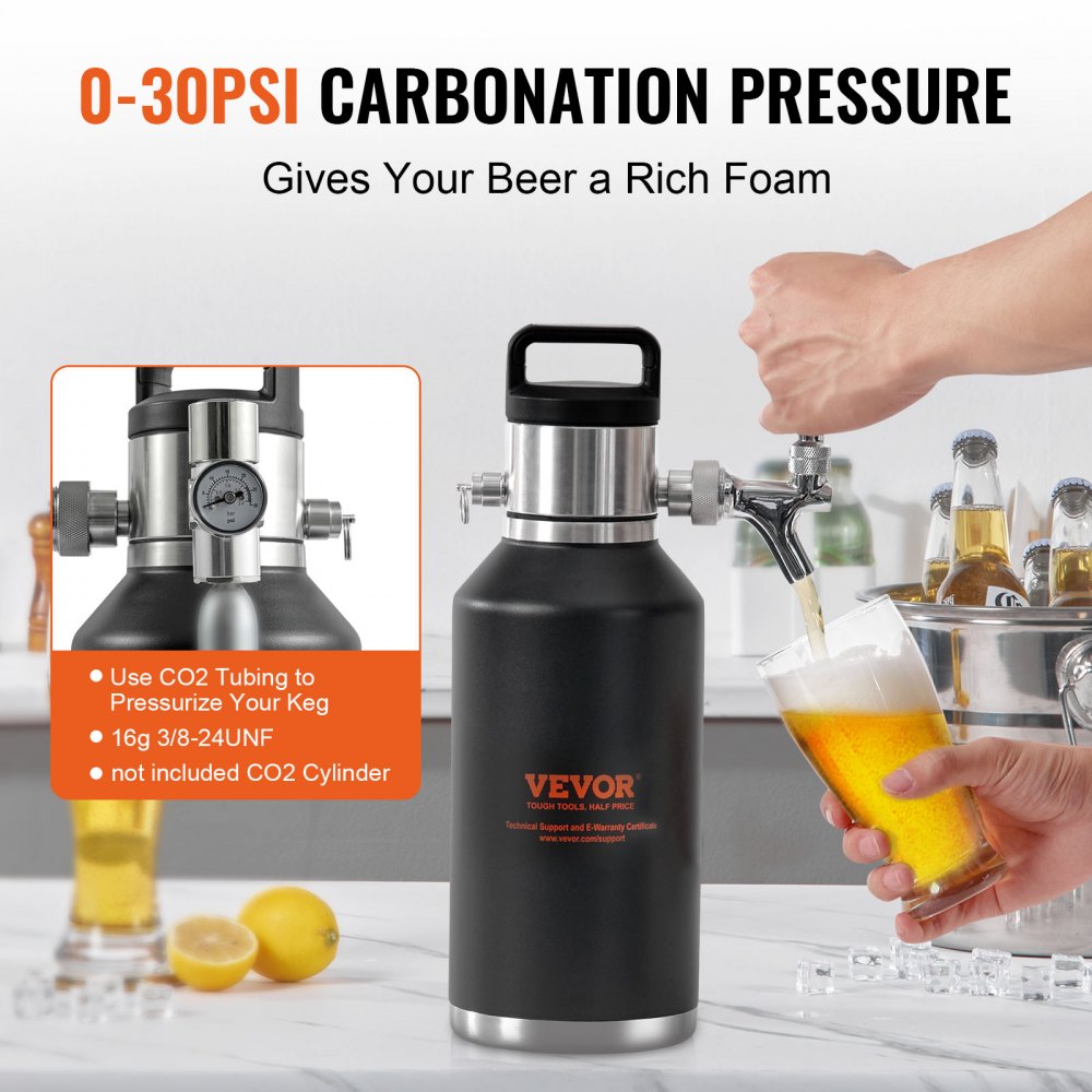 KIT BEER-22 - 64oz Stainless Steel Growler Tap System for Home Brewing