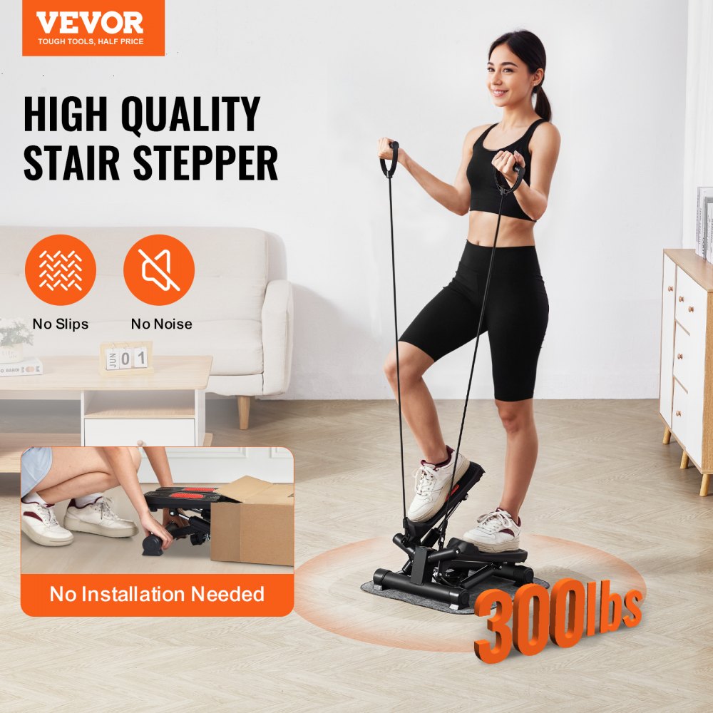 RB-SP02 - Compact Mini Twist Stepper with Resistance Bands and LCD Display