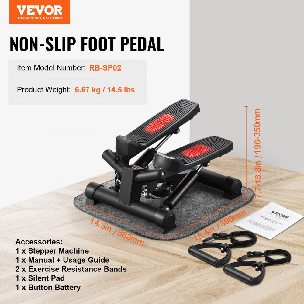 RB-SP02 - Compact Mini Twist Stepper with Resistance Bands and LCD Display